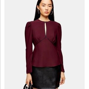 TOPSHOP•long sleeve burgundy blouse - NWT - size 6